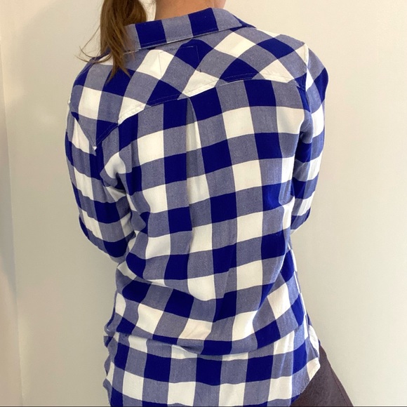 Rails blue white plaid checkered button down medium - Picture 4 of 7